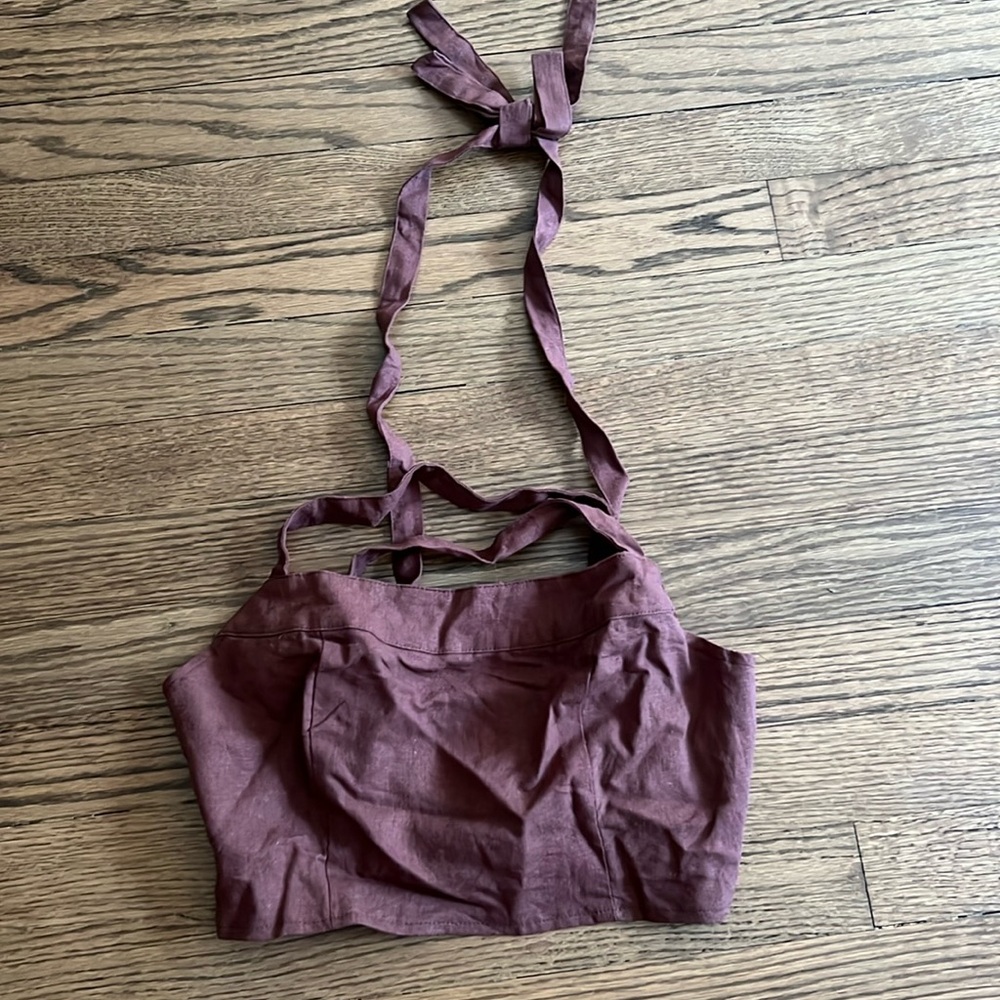 Forever 21 brown crisscross tie crop top